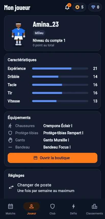 Roknia Club sur téléphone, écran 2